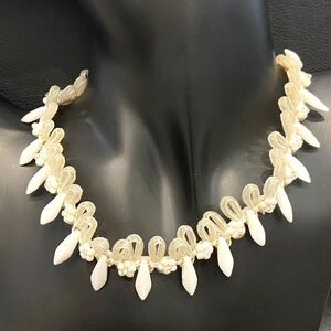 Vintage West Germany White Milk Glass Choker Collar Necklace